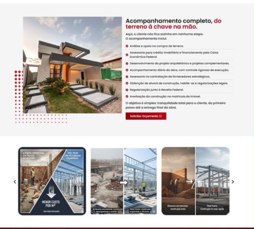 Landing page criada para Construção Inteligente — Construção Civil