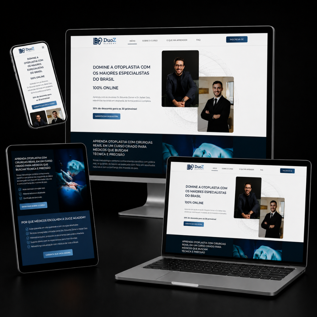 Landing page criada para DuoZ Academy Brasil — Curso / Educação Médica