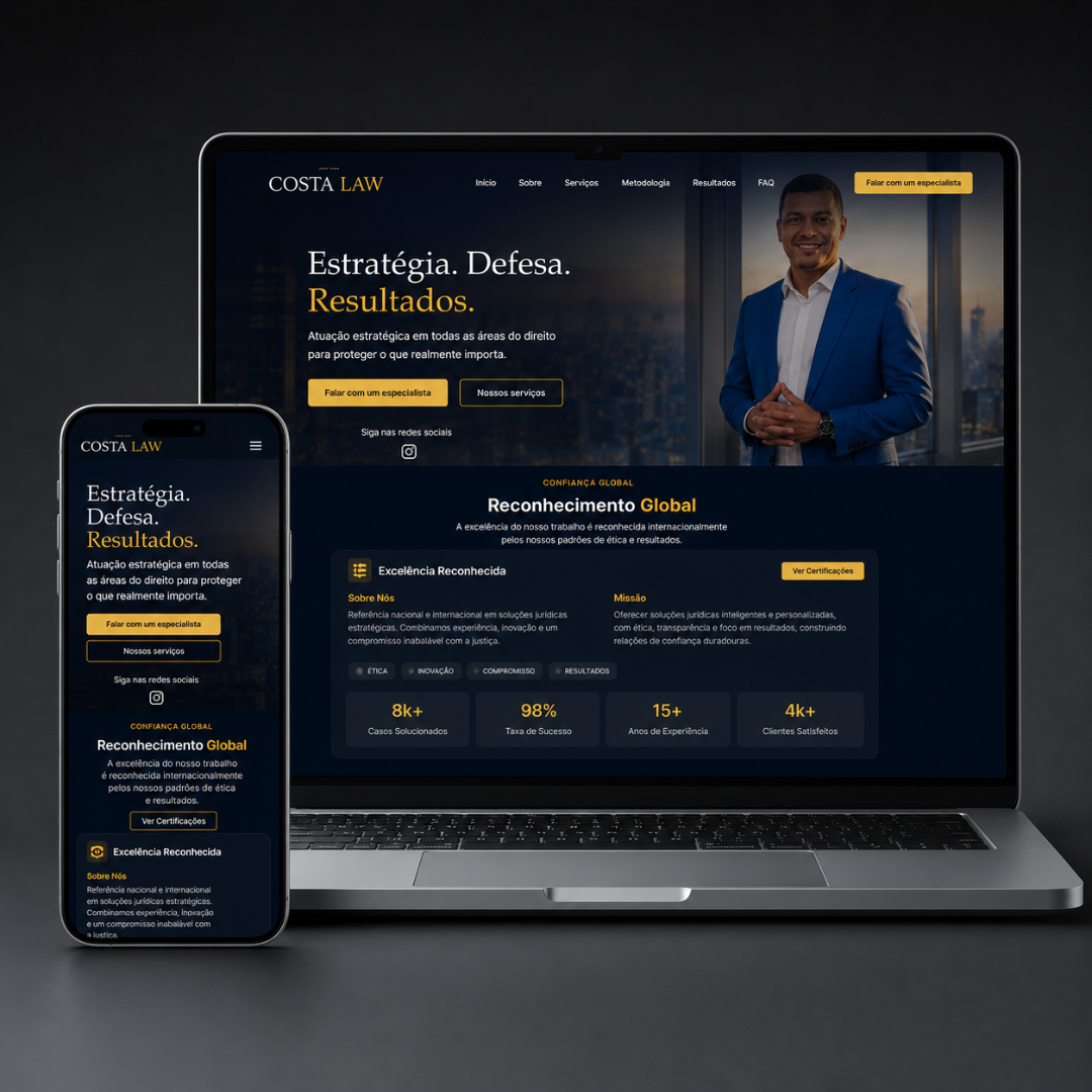Landing page criada para Costa Law — Advocacia